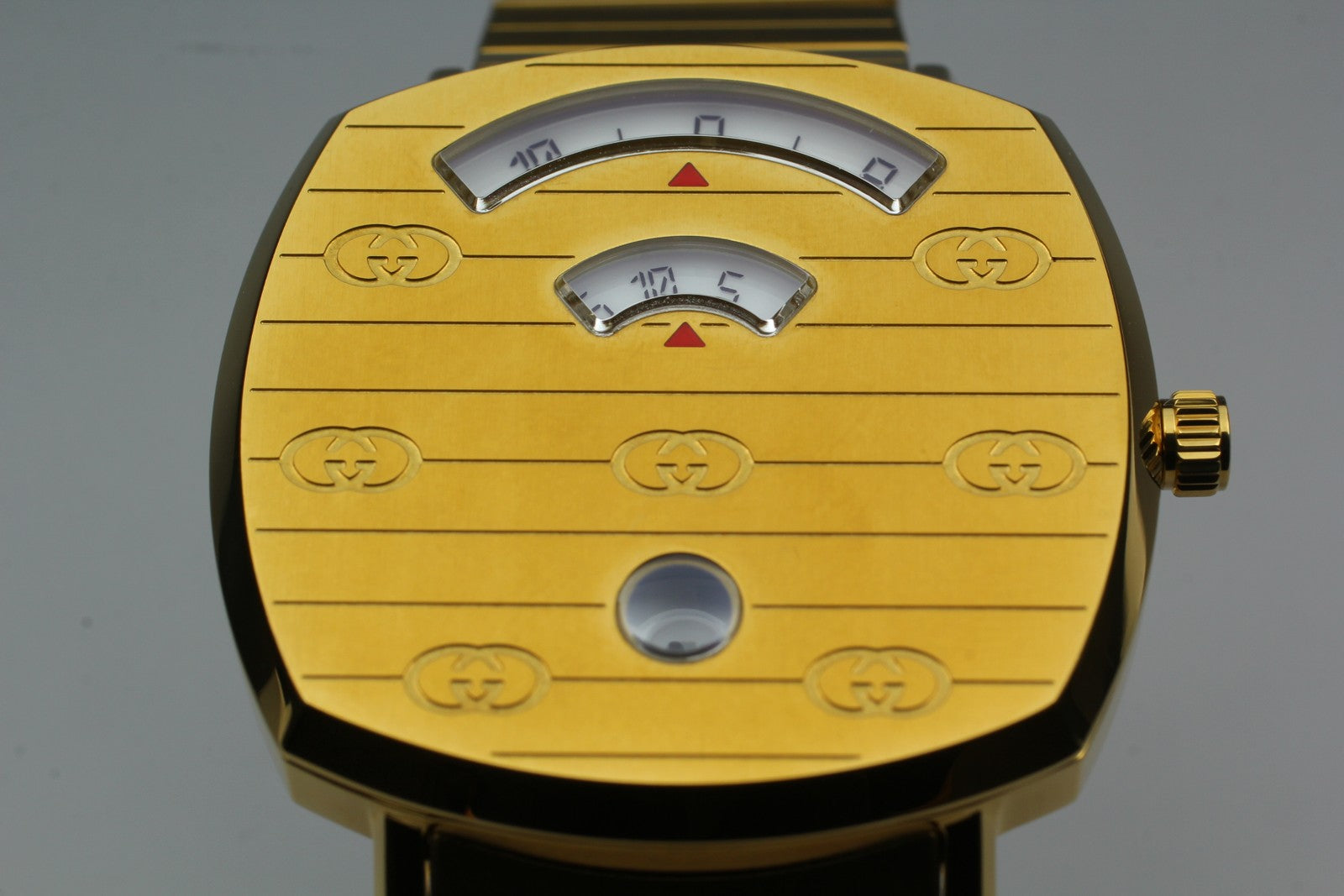 [Near MINT Box] GUCCI Grip 157.4 YA157403 34mm Gold GG Man's Quartz Watch