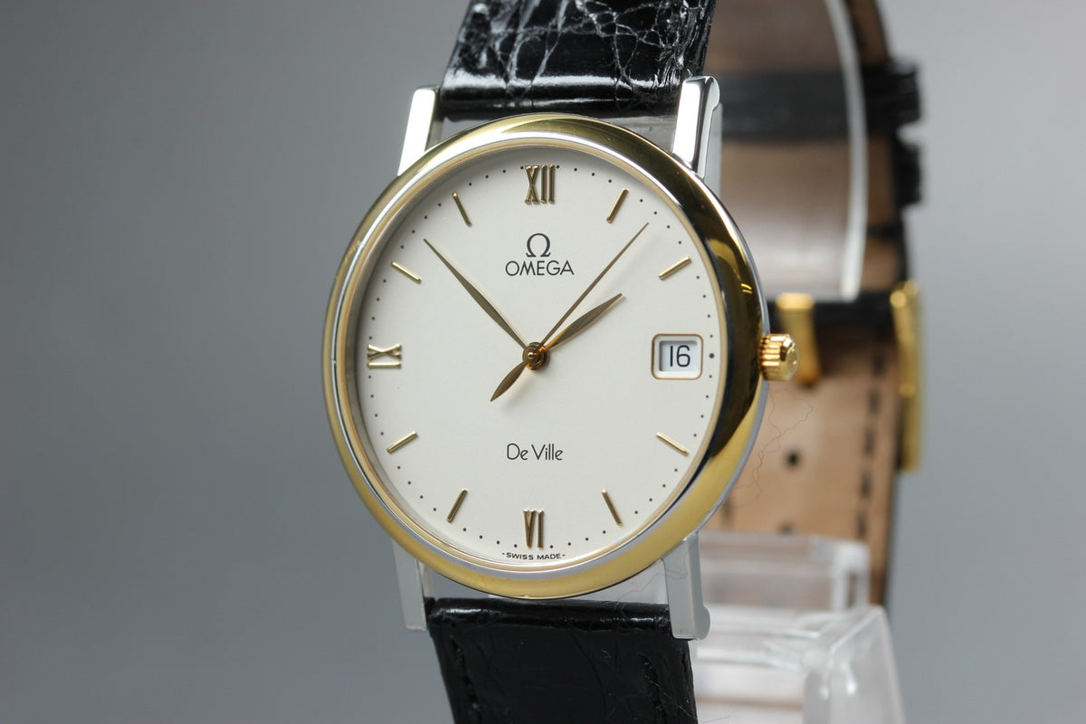 OMEGA De Ville Cal.1532 Quartz White Dial Date Men's Watch 32mm JAPAN Box