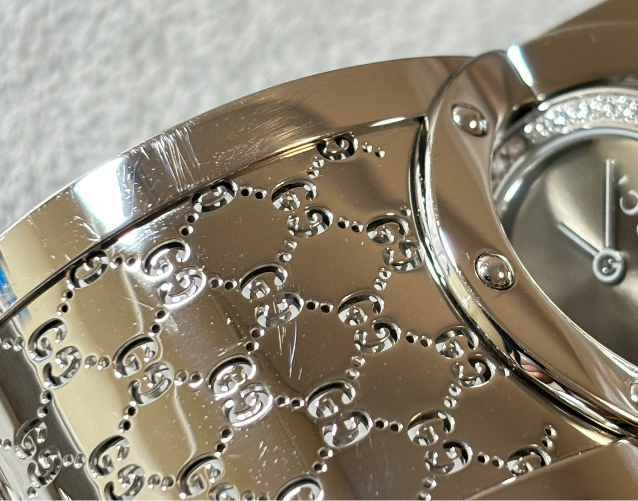[Exc+5 Box] GUCCI 112 Twirl Diamond Brown Dial YA112416 Woman's Quartz Watch