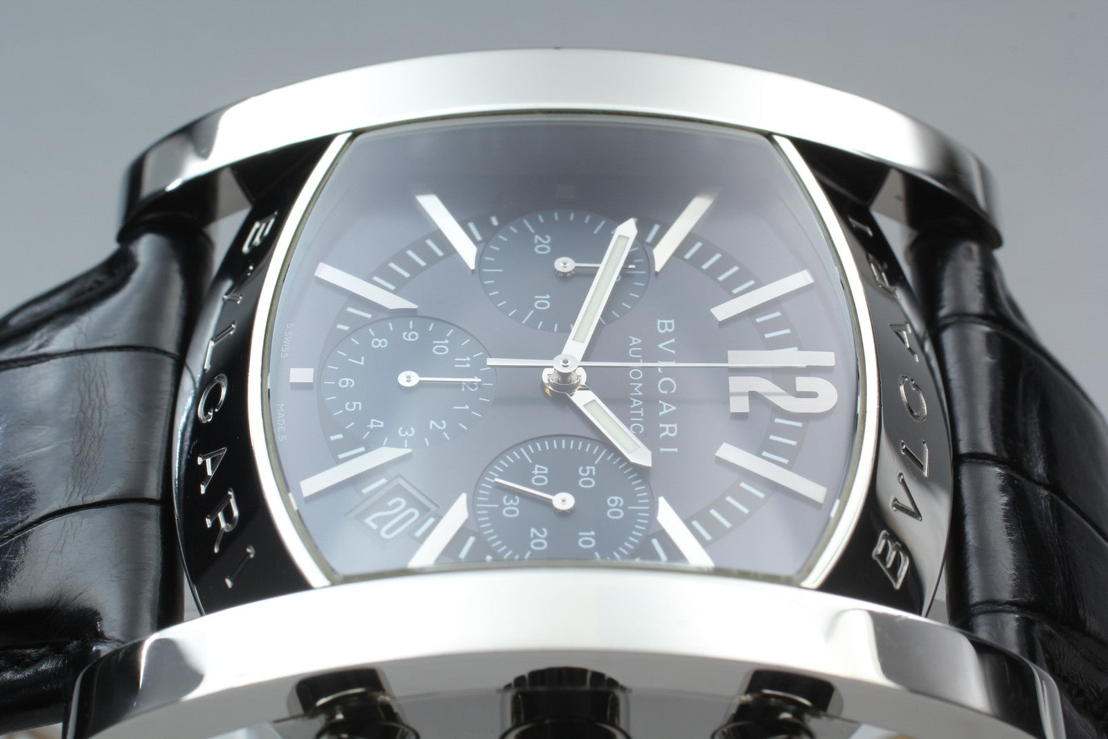 [Exc+5] BVLGARI Assioma AA48SCH Chronograph Black 38mm Automatic Men's Watch