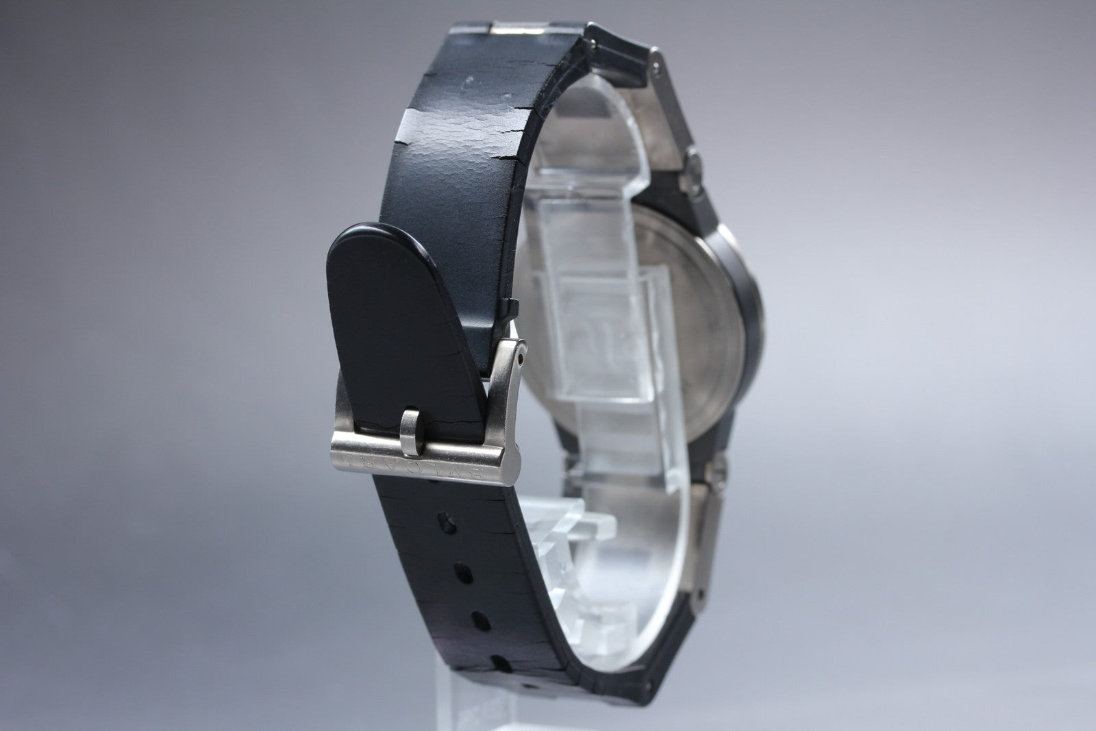New Batt BVLGARI Diagono TI32TA Titanium Black Quartz Men's Watch 32mm Exc+5