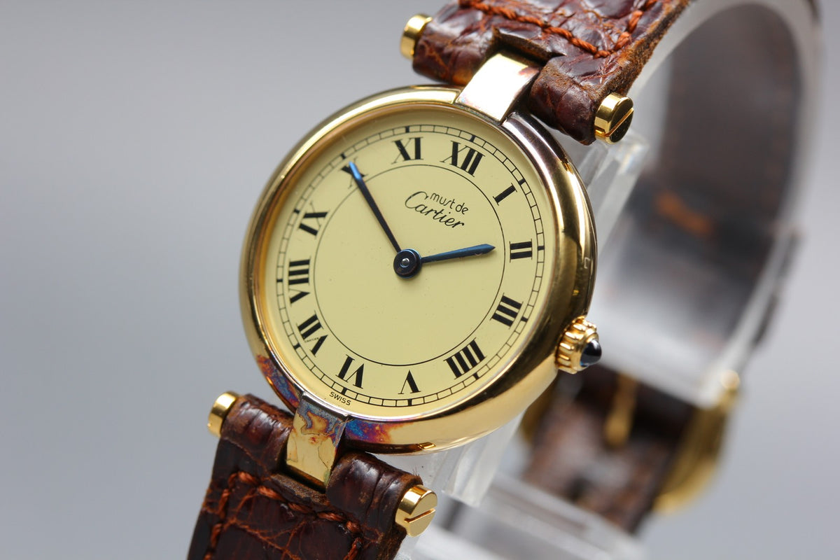 New Batt Cartier Must de Cartier Vendome 18 Quartz Women's Watch From JAPAN Box