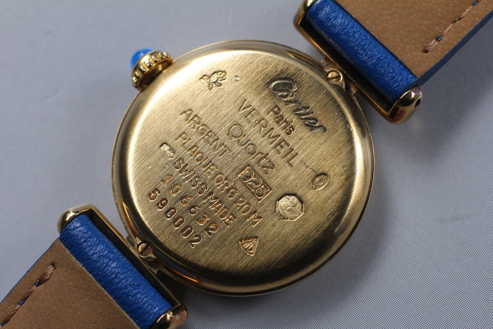 Vintage [Exc+5] Cartier Must Colisee Vermeil 590002 Blue Women's Quartz Watch