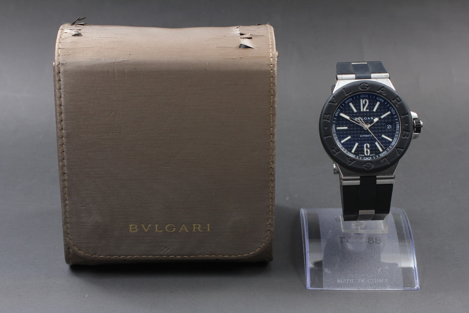 [Exc+5]Box BVLGARI Diagona DG40SV Automatic Black Dial Boy's Watch 40mm JAPAN
