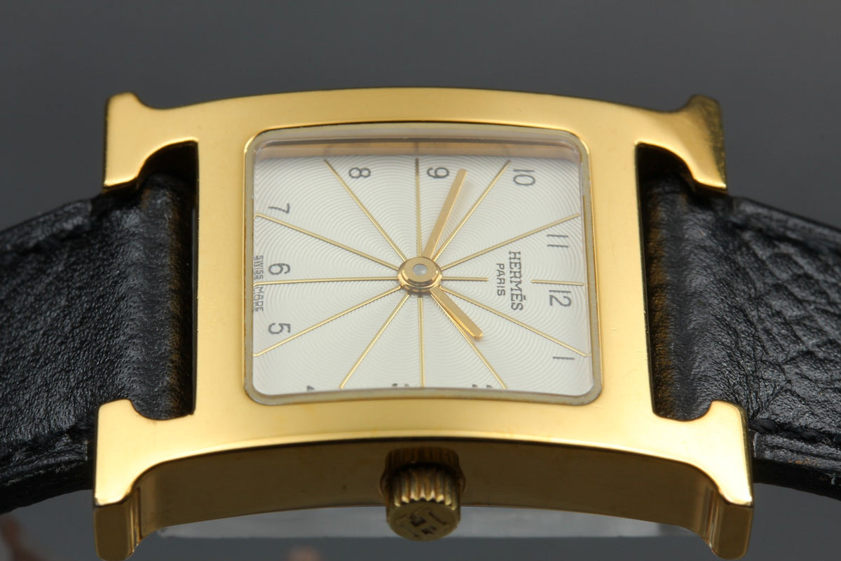 HERMES H Watch HH1.201 Gold Black "A" 21mm Woman's Watch Quartz [Box]