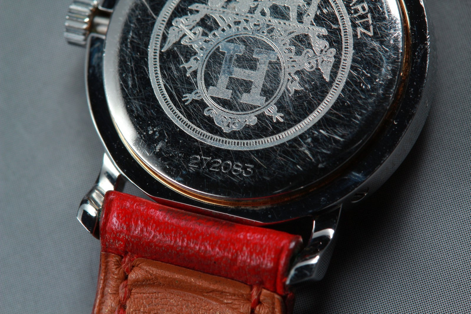 Vintage [Exc+5] HERMES Clipper White Dial Red 24mm Woman's Quartz Watch JAPAN