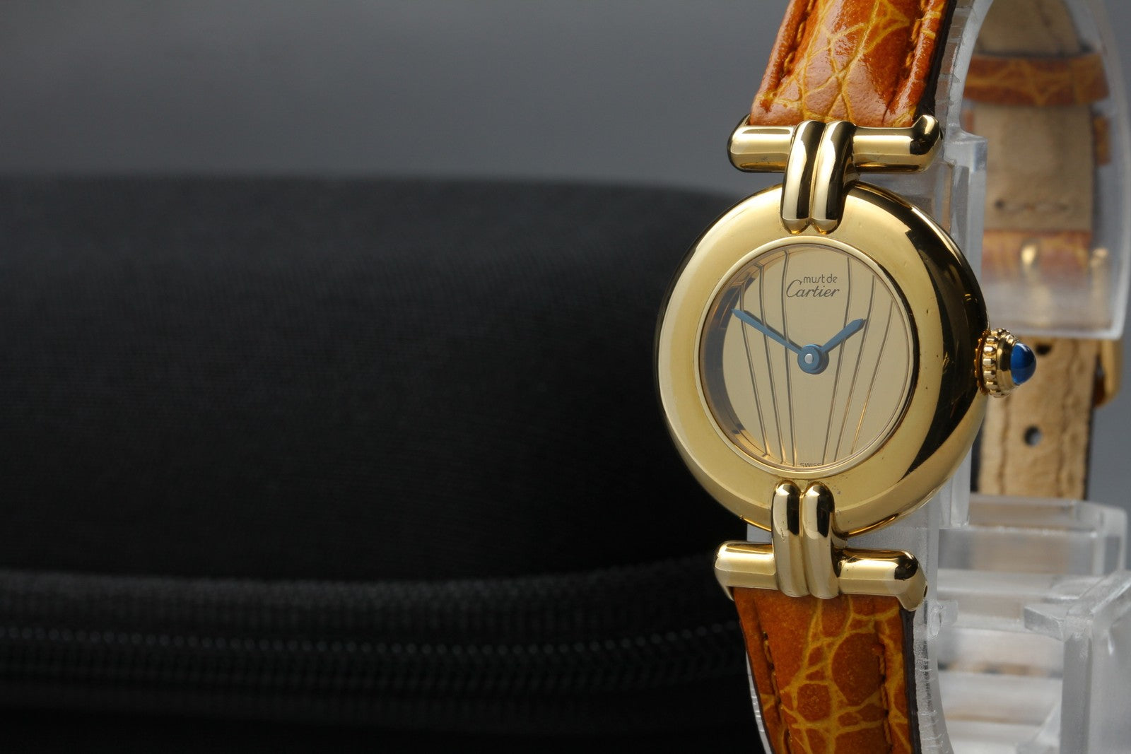 Vintage [Near MINT-] Cartier Must Colisee Vermeil 590002 Gold Women's Qz Watch