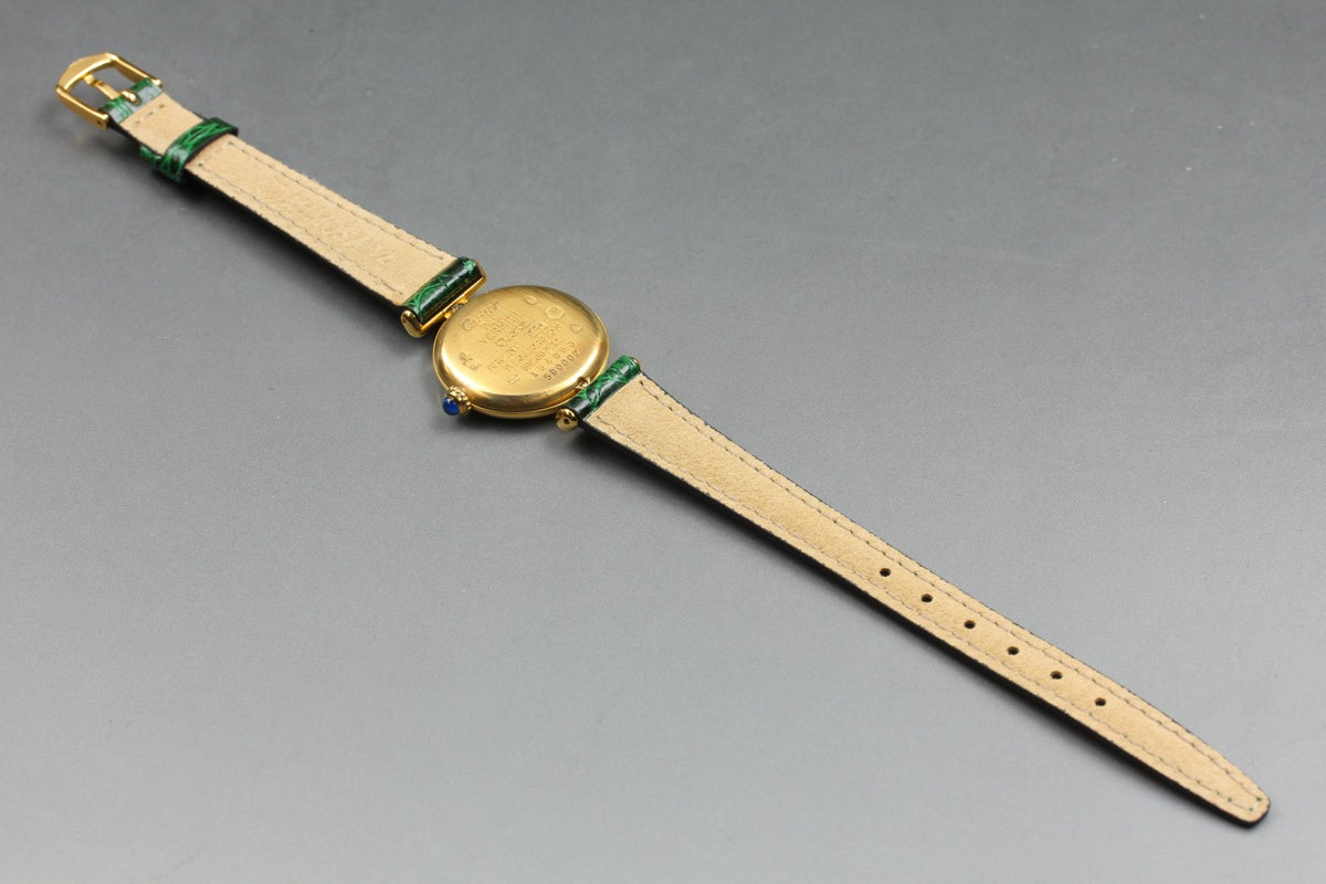 Cartier Must Colisee Vermeil 590002 Green Gold Womens Quartz Watch Vintage [Box]