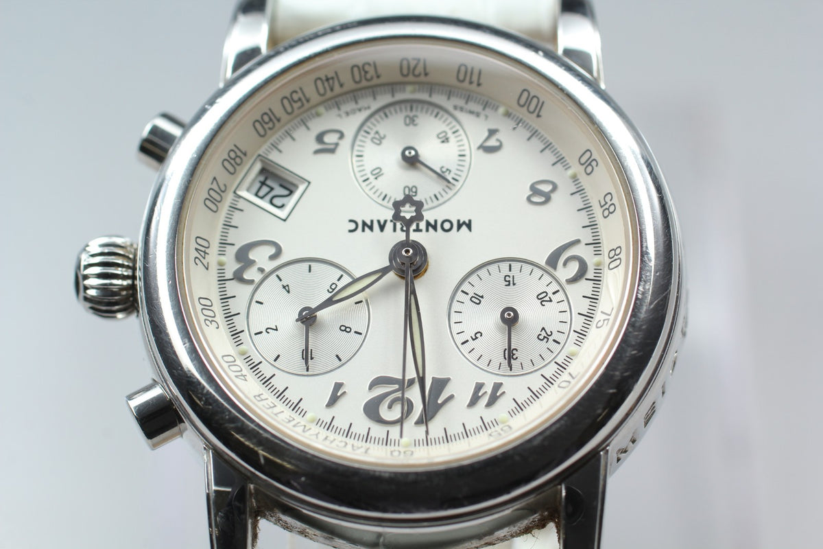 MONTBLANC Meisterstuck 7039 Quartz Silver Chronograph Women's Watch 30mm JAPAN