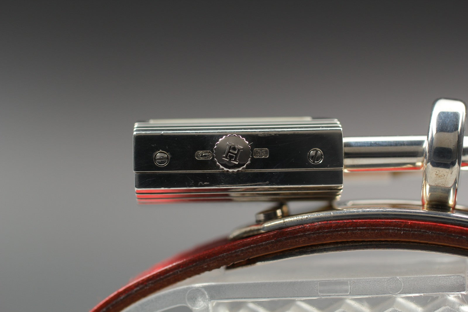 Vintage [Exc+5] HERMES Kelly Watch Silver Red Leather "Y" Woman's Quartz Watch