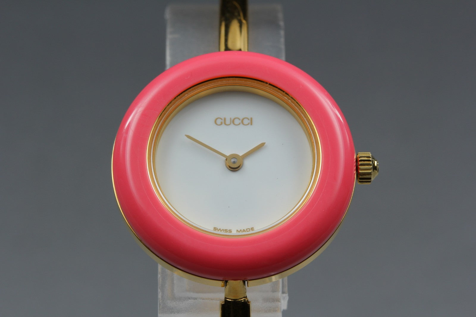 Vintage Gucci Change Bezel 11/12.2 Pink Bezel Gold Women's Quartz Watch