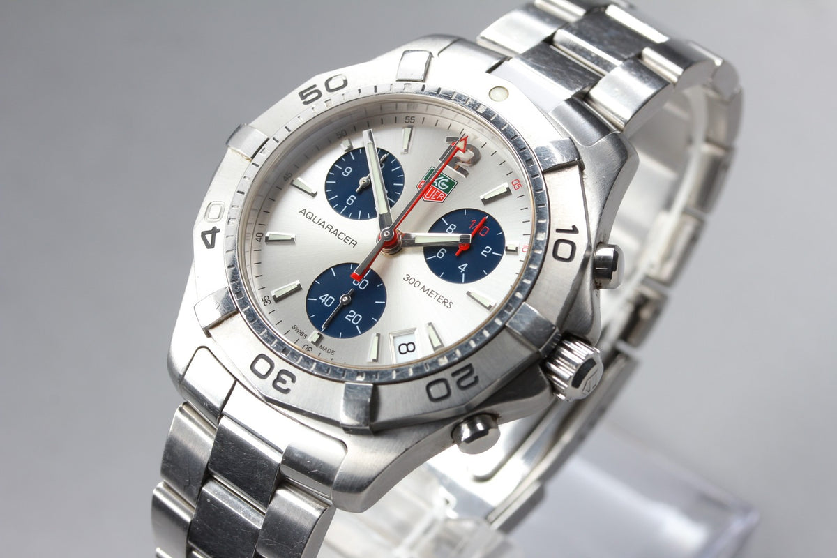 Tag Heuer Aquaracer 300m CAF1110 Chronograph Silver Quartz Men's Watch 42mm JP