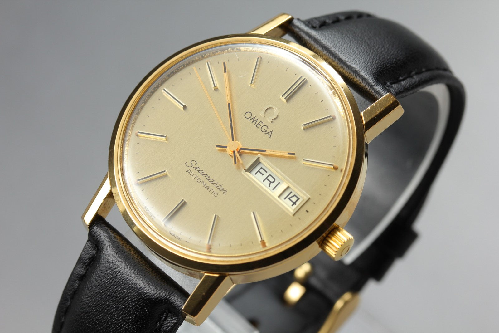Vintage OMEGA Seamaster Gold 166.0209 Cal.1020 Day/Date 34mm AT Men's Watch