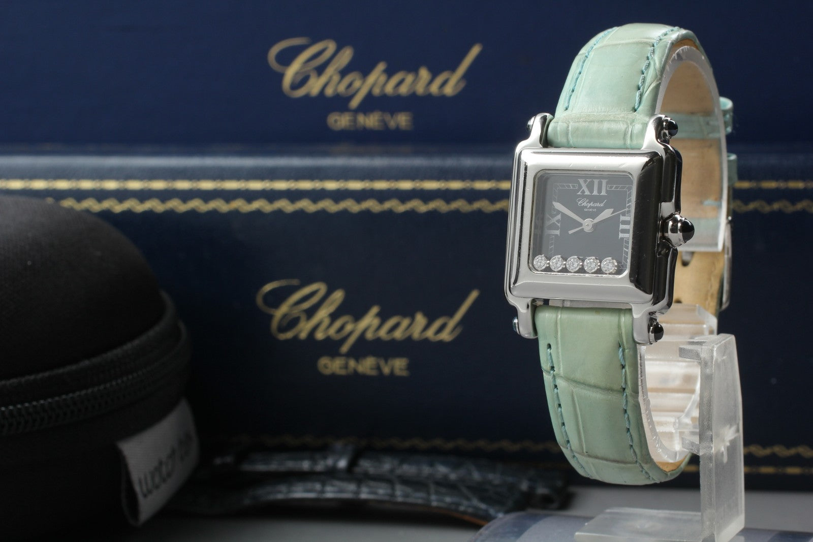 [Exc+5 Box] Chopard Happy Sport 27/8892-23 Diamond Navy Quartz Women’s Watch