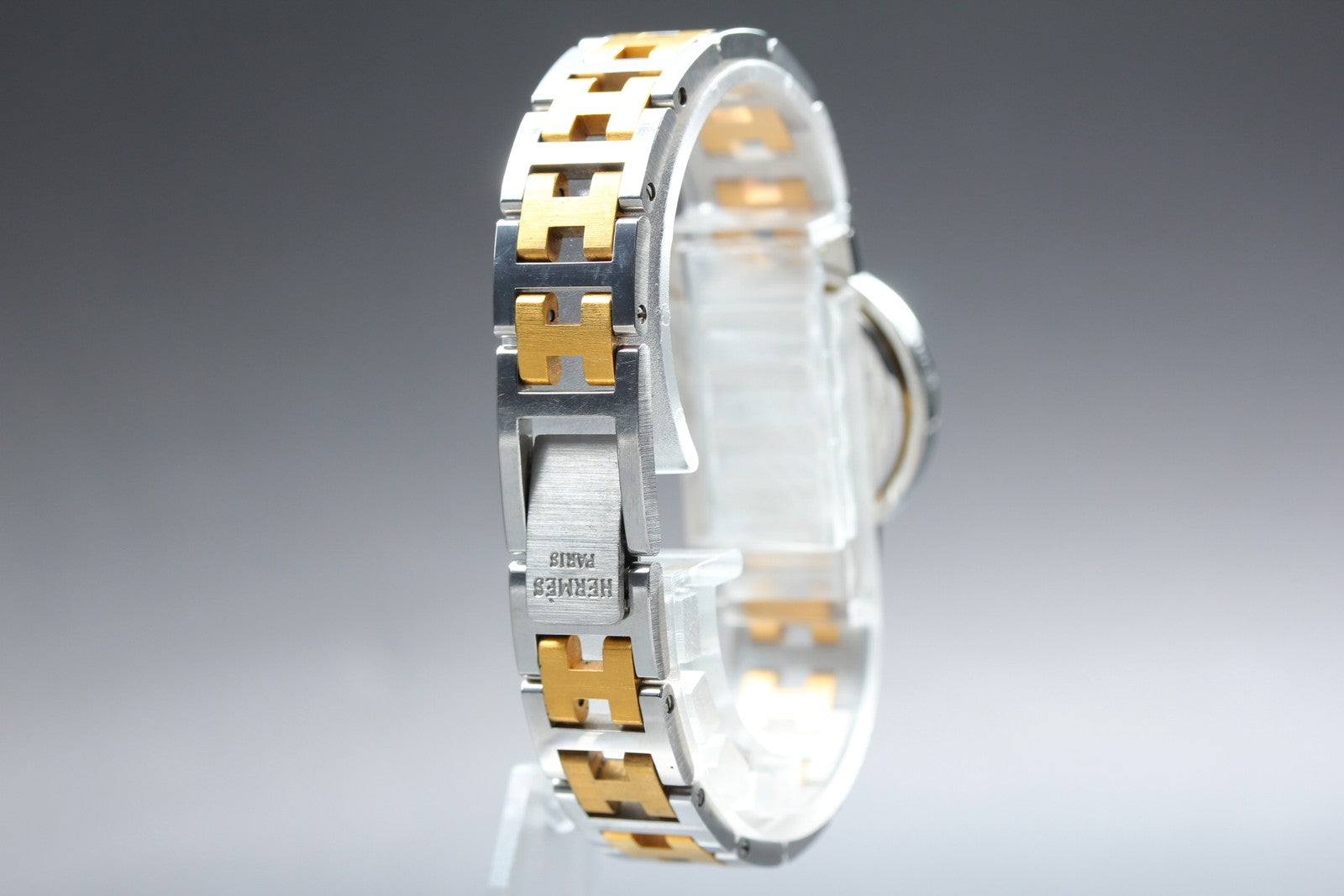 Vintage [Exc+5 Box] Hermes Clipper 24mm White Dial Gold Woman's Watch Quartz