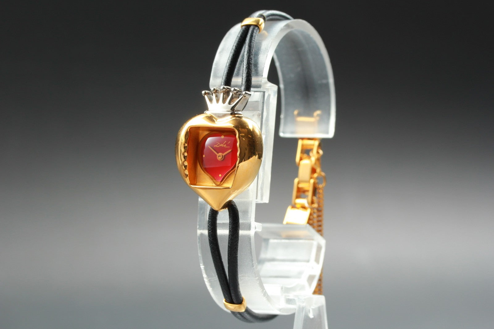 [Exc+5] Salvador Dali Royal Heart 19mm Gold Red Dial Women's Quartz Watch JAPAN