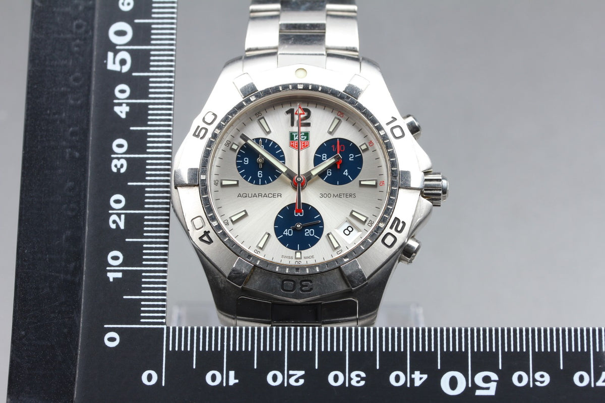 Tag Heuer Aquaracer 300m CAF1110 Chronograph Silver Quartz Men's Watch 42mm JP
