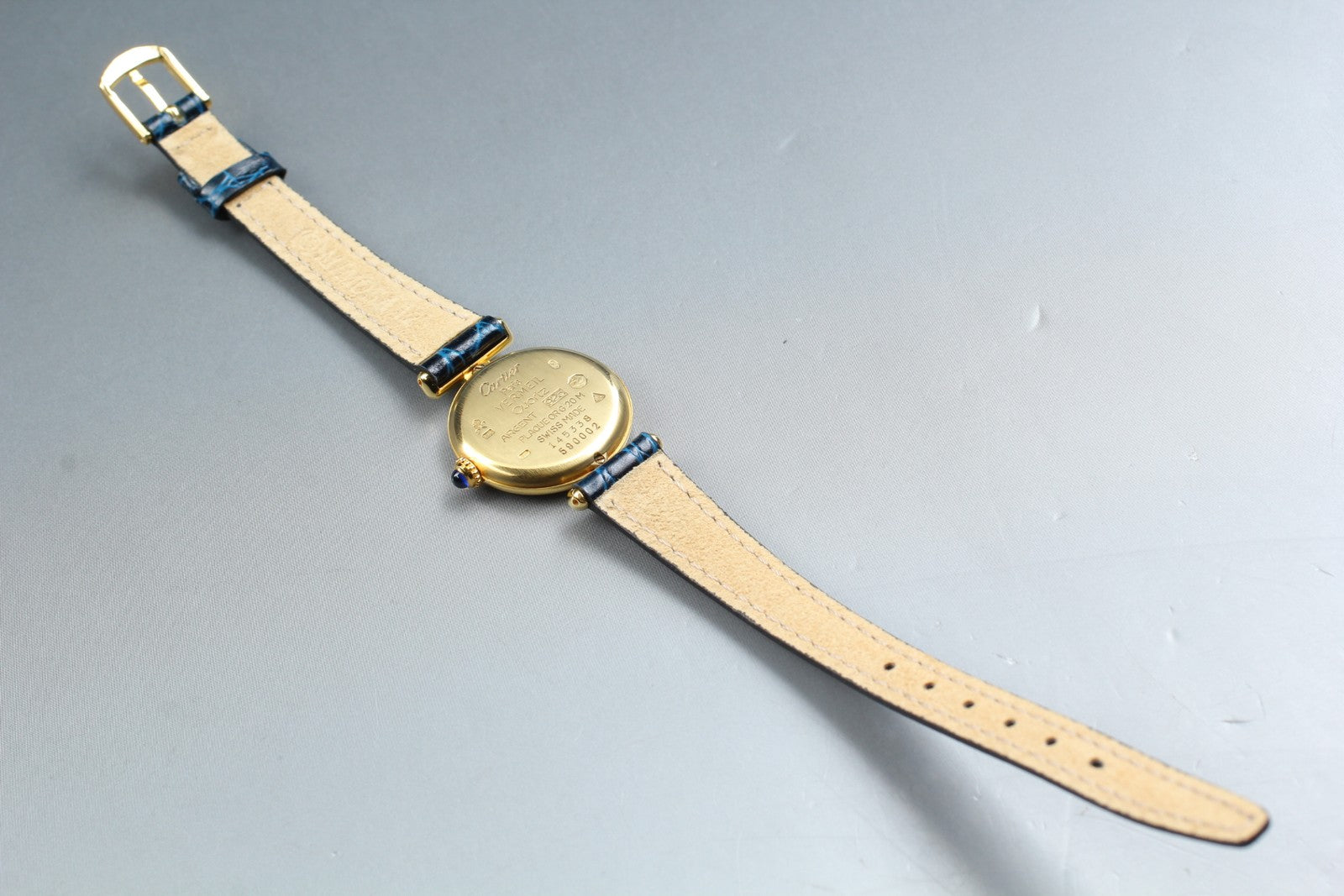 Vintage Cartier Must Colisee Vermeil 590002 Blue Gold Women's Quartz Watch [Box]