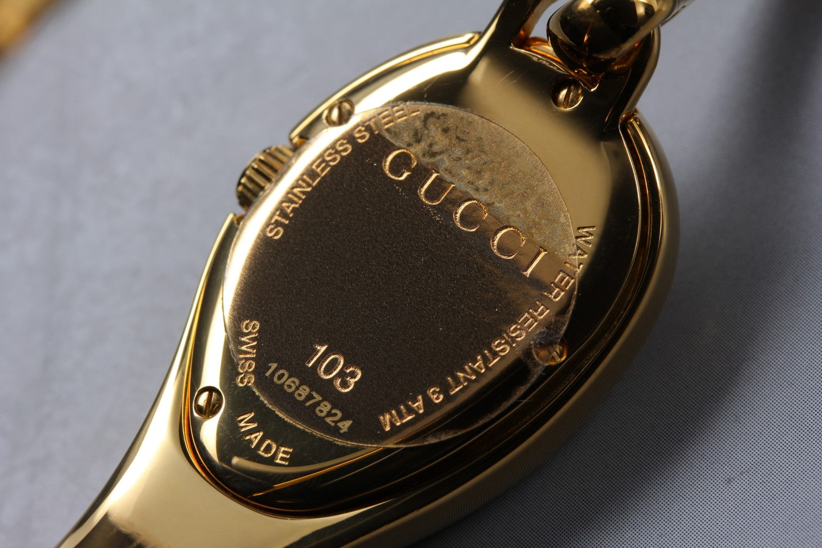 [Exc+5 Box] Gucci 103 Horsebit Gold Floral Dial 21 mm Woman's Quartz Watch