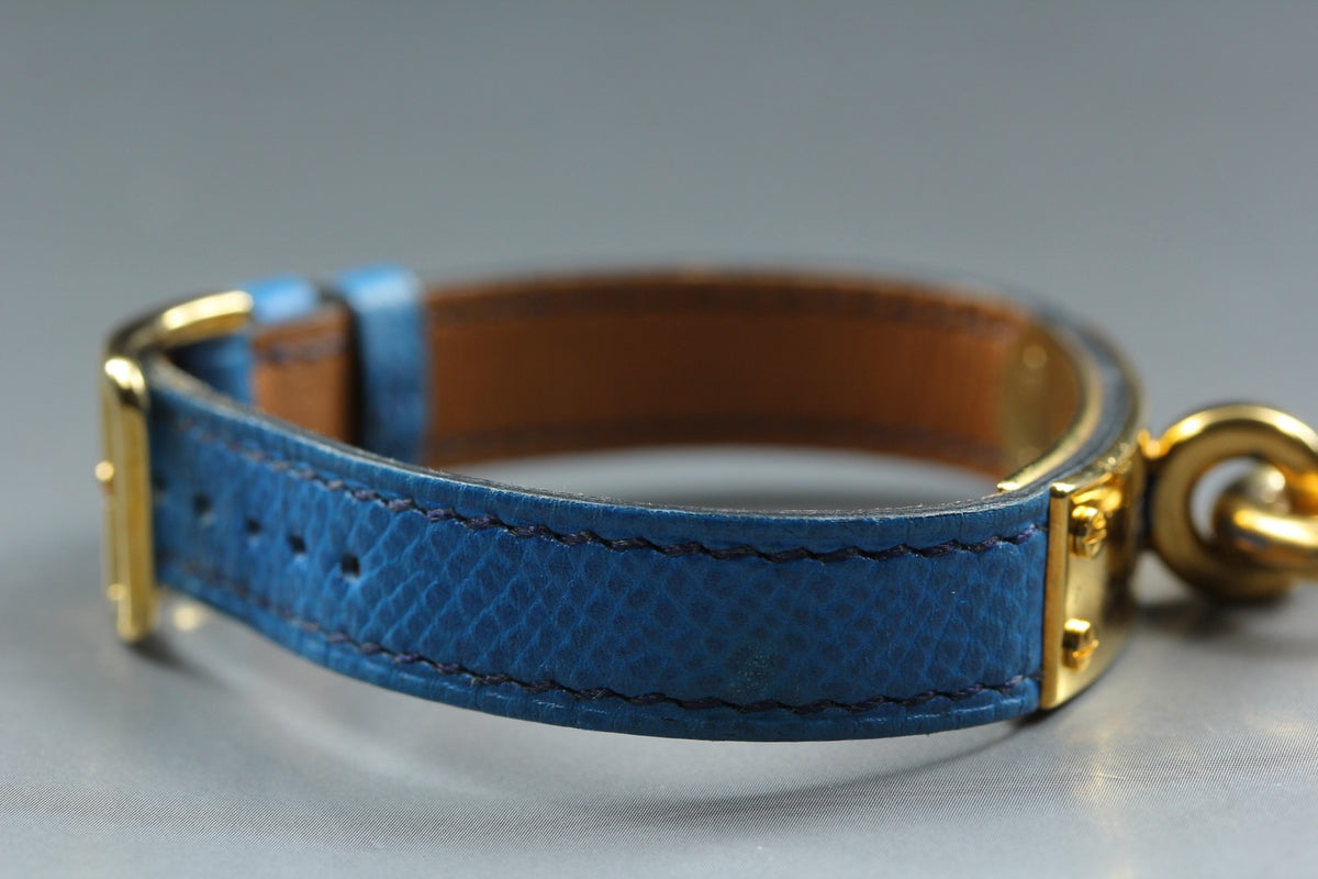 [Overhauled] HERMES Kelly Watch Gold Dial Blue "W" Woman's Quartz Watch Vintage