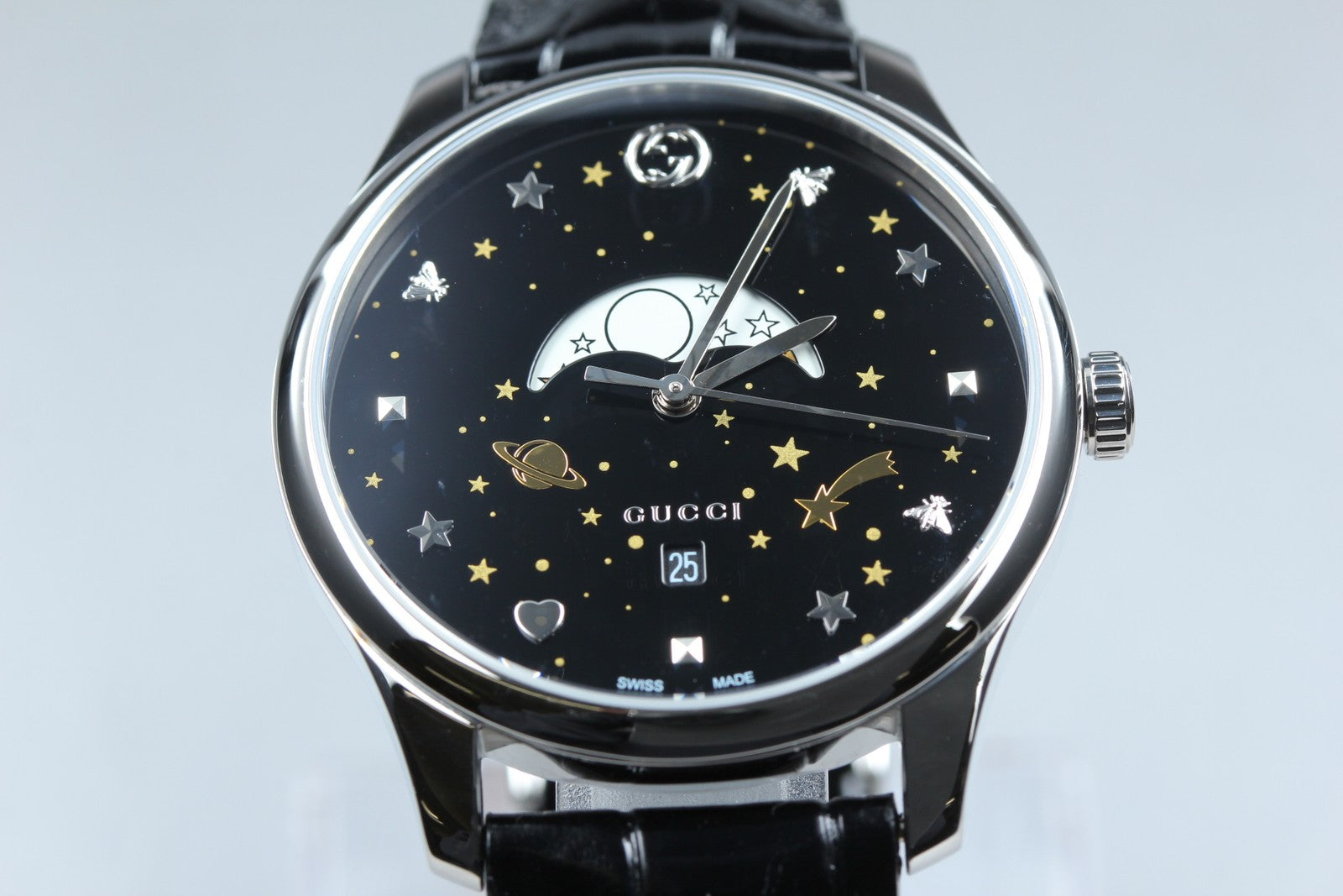 [Near MINT Box] Gucci G-Timeless Moonphase 126.3 YA126327 Black Men's Qz Watch