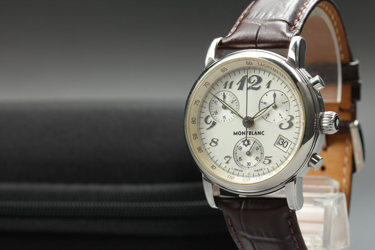 MONTBLANC Meisterstuck 7038 Chronograph Quartz Silver Men's Watch 35mm JAPAN