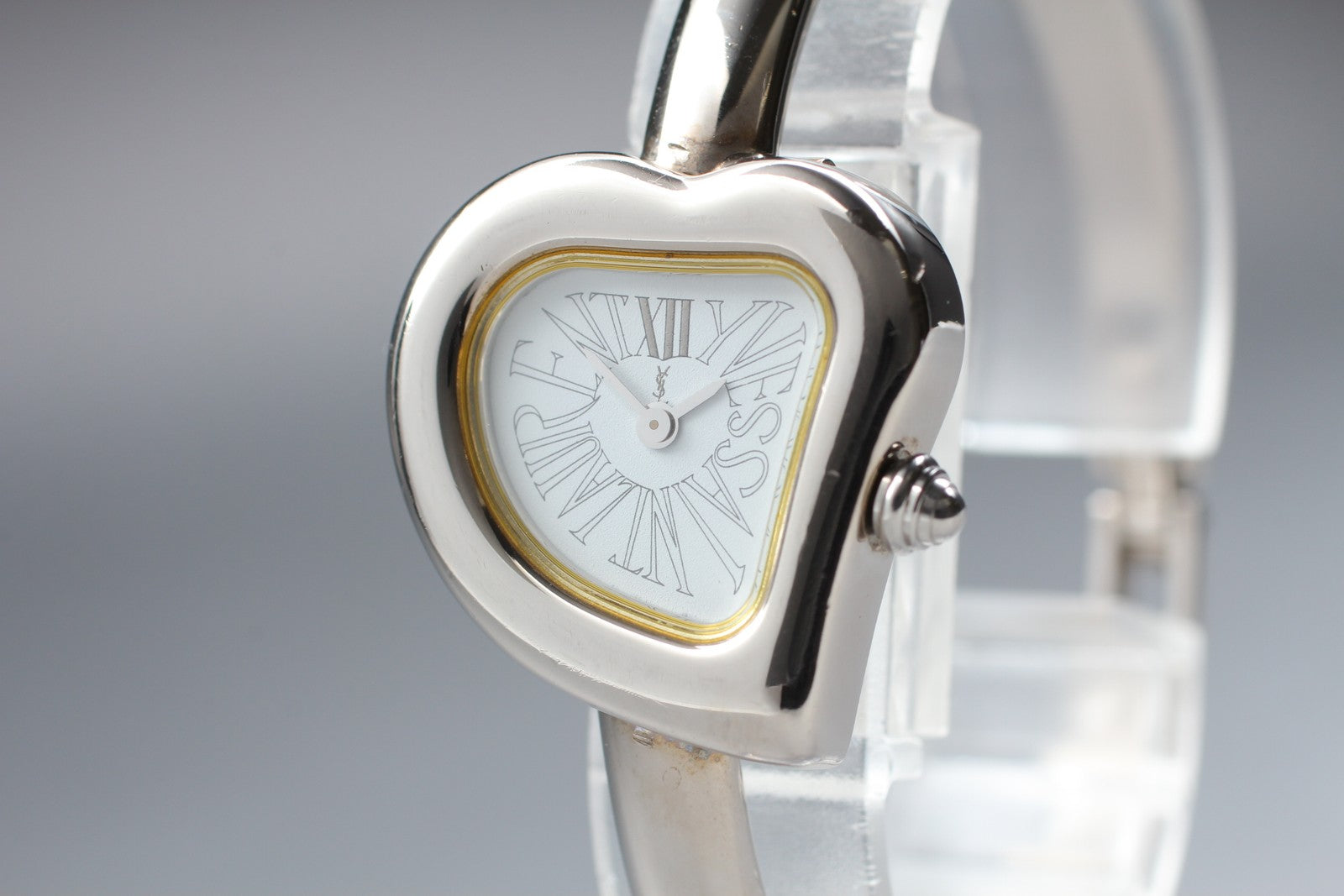 [Exc+5 Box] Yves Saint Laurent Heart 40th Anniversary Silver Qz Women's Watch