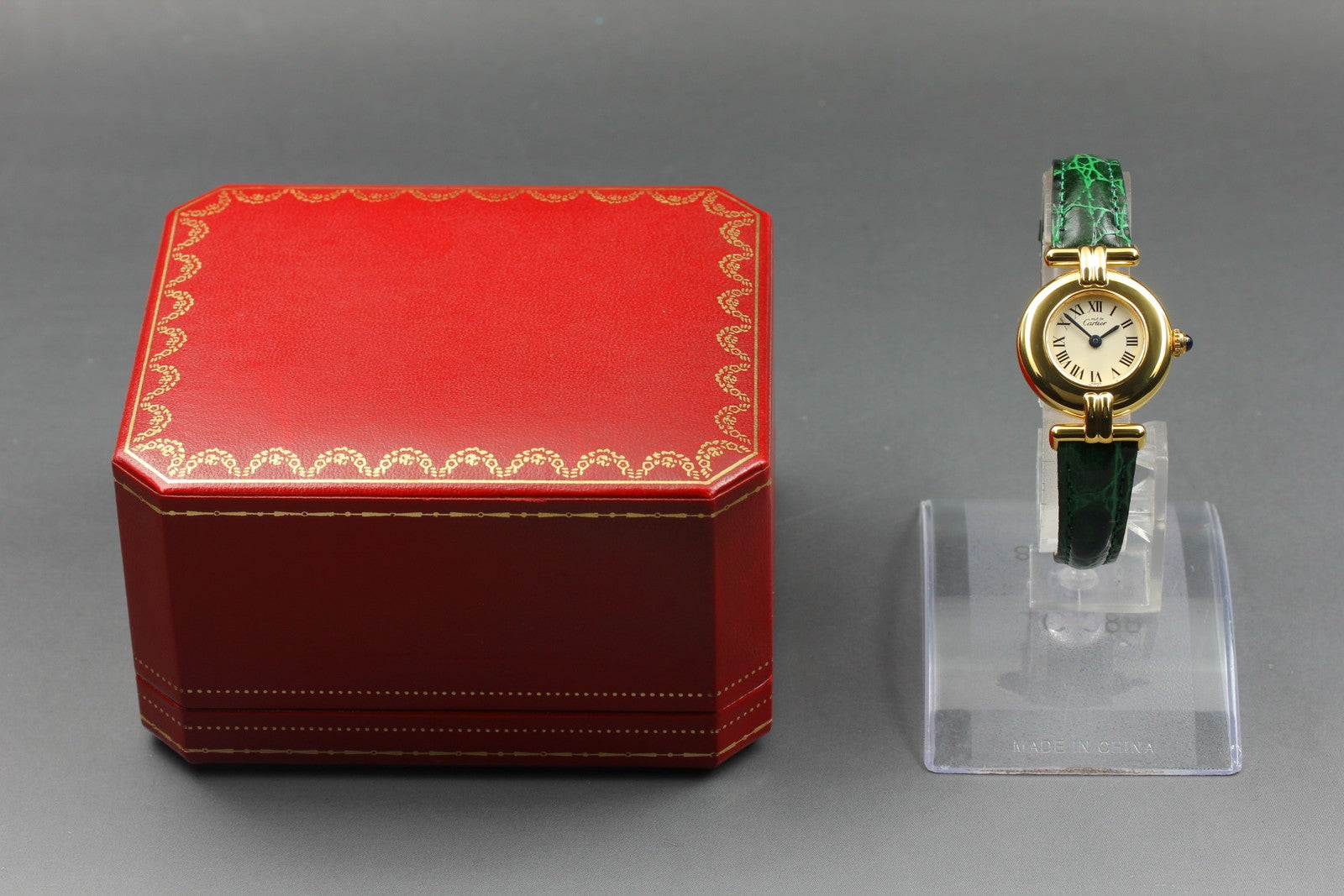 Cartier Must Colisee Vermeil 590002 Green Gold Womens Quartz Watch Vintage [Box]