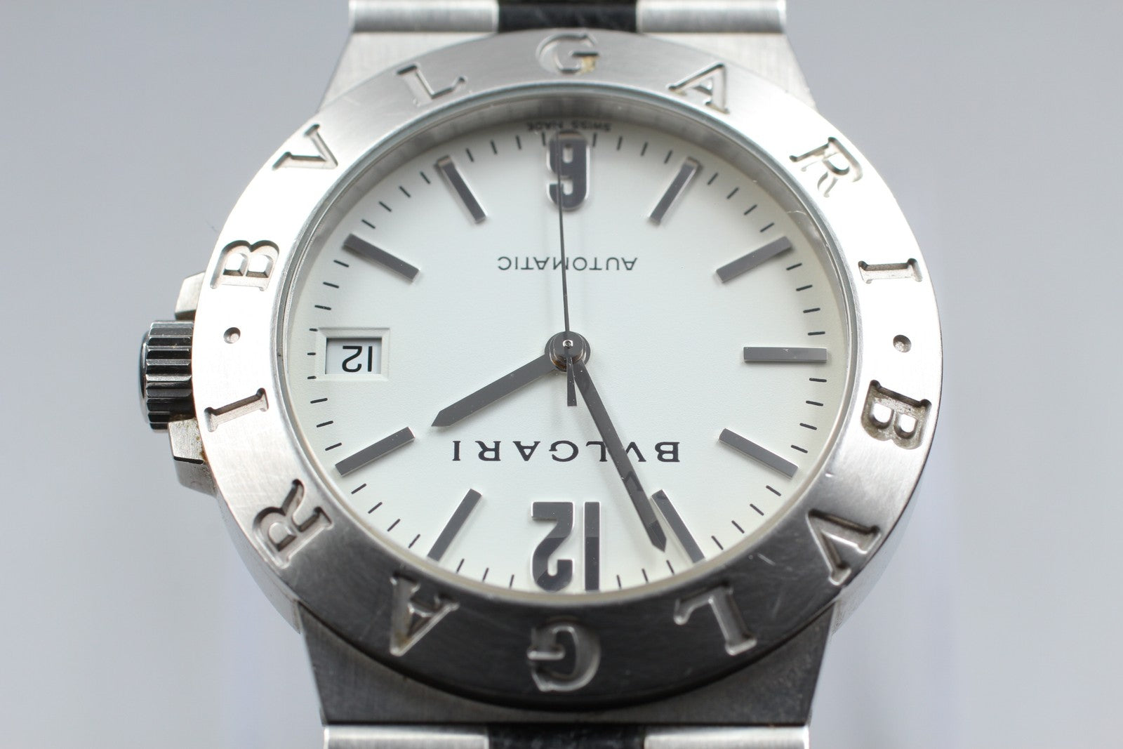 Exc+5* BVLGARI Diagono Sports LCV35S White Dial Automatic Men's Watch 36mm JAPAN