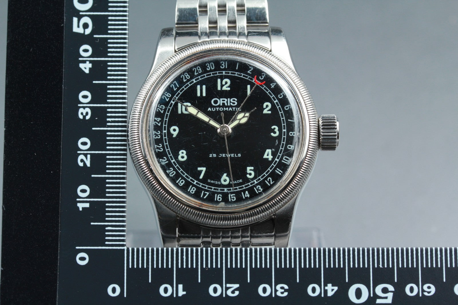 Vintage ORIS Big Crown Pointer Date 7543 Black Men's Automatic Watch 40mm Exc+4