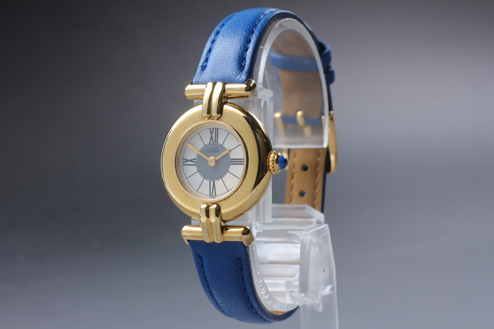 Vintage [Exc+5] Cartier Must Colisee Vermeil 590002 Blue Women's Quartz Watch
