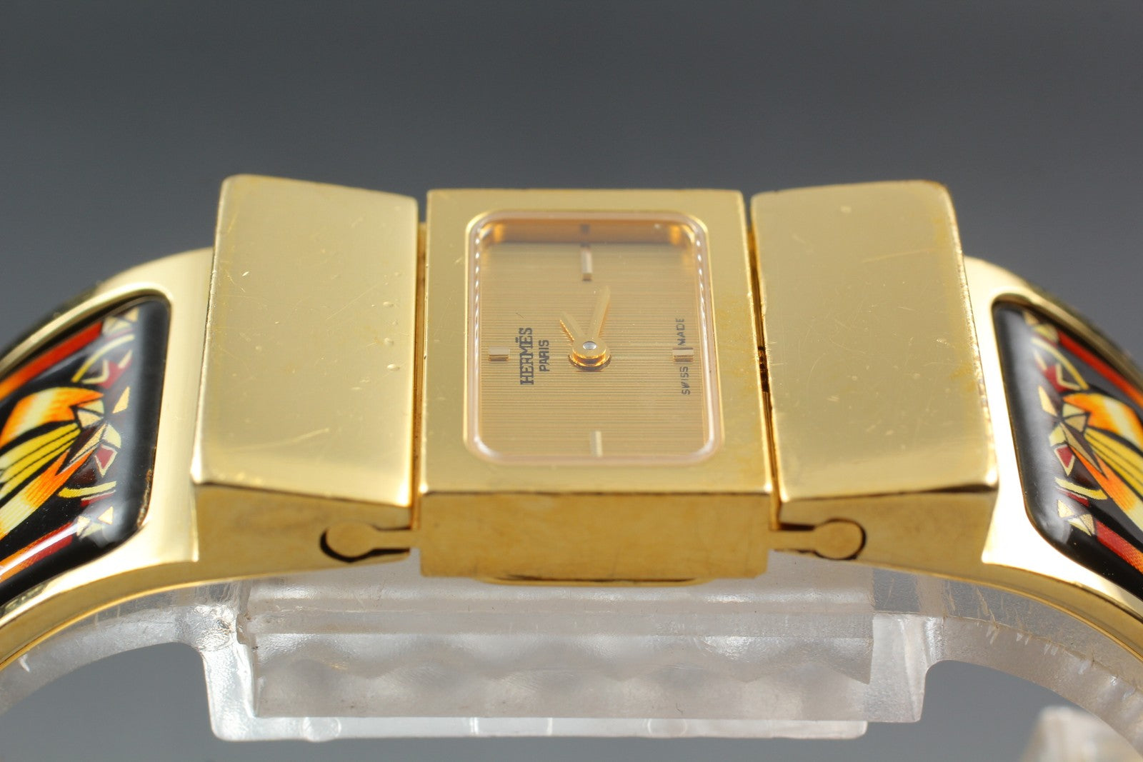Vintage [Exc+5 Box] HERMES Loquet L01.201 Gold 19mm Womans Quartz Watch