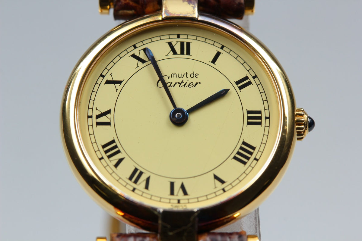 New Batt Cartier Must de Cartier Vendome 18 Quartz Women's Watch From JAPAN Box