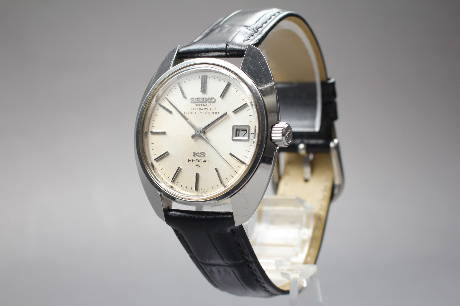 Vintage Exc+4 KING SEIKO HI-BEAT 4502-8010 Silver Hand-winding Men's Watch JAPAN