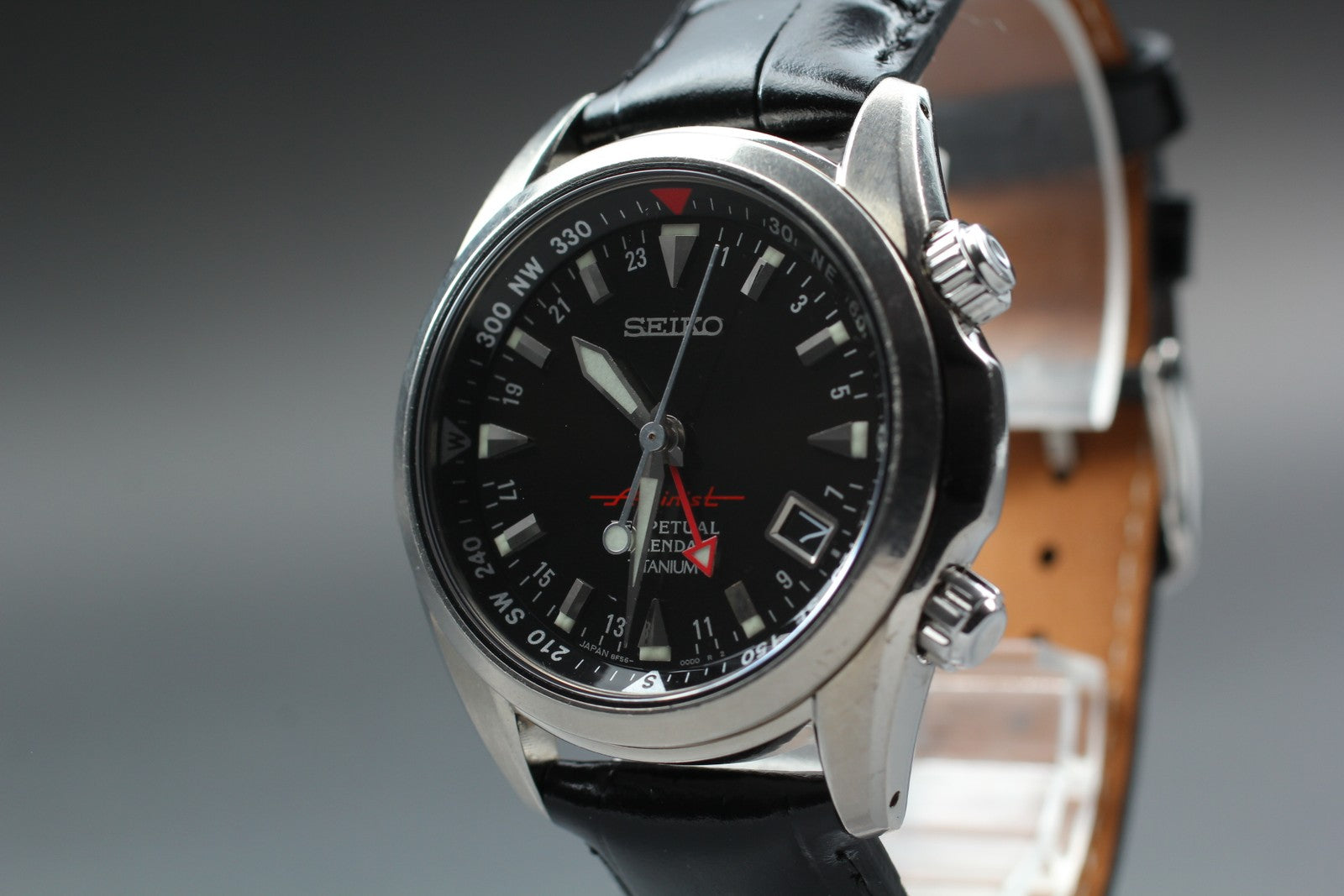 [Exc+5] SEIKO Alpinist 8F56-00D0 SBCJ019 Perpetual calendar Titanium Men's Watch