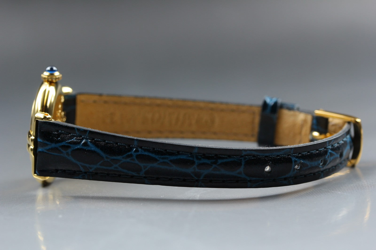 Vintage Cartier Must Colisee Vermeil 590002 Blue Gold Women's Qz Watch [Pouch]
