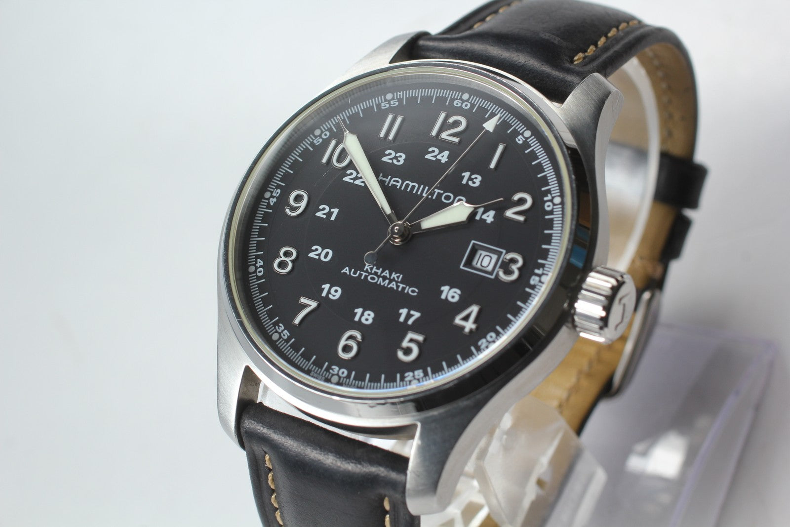Exc+5* Hamilton KHAKI Field H706250 Black Dial Automatic Men's Watch 44mm JAPAN