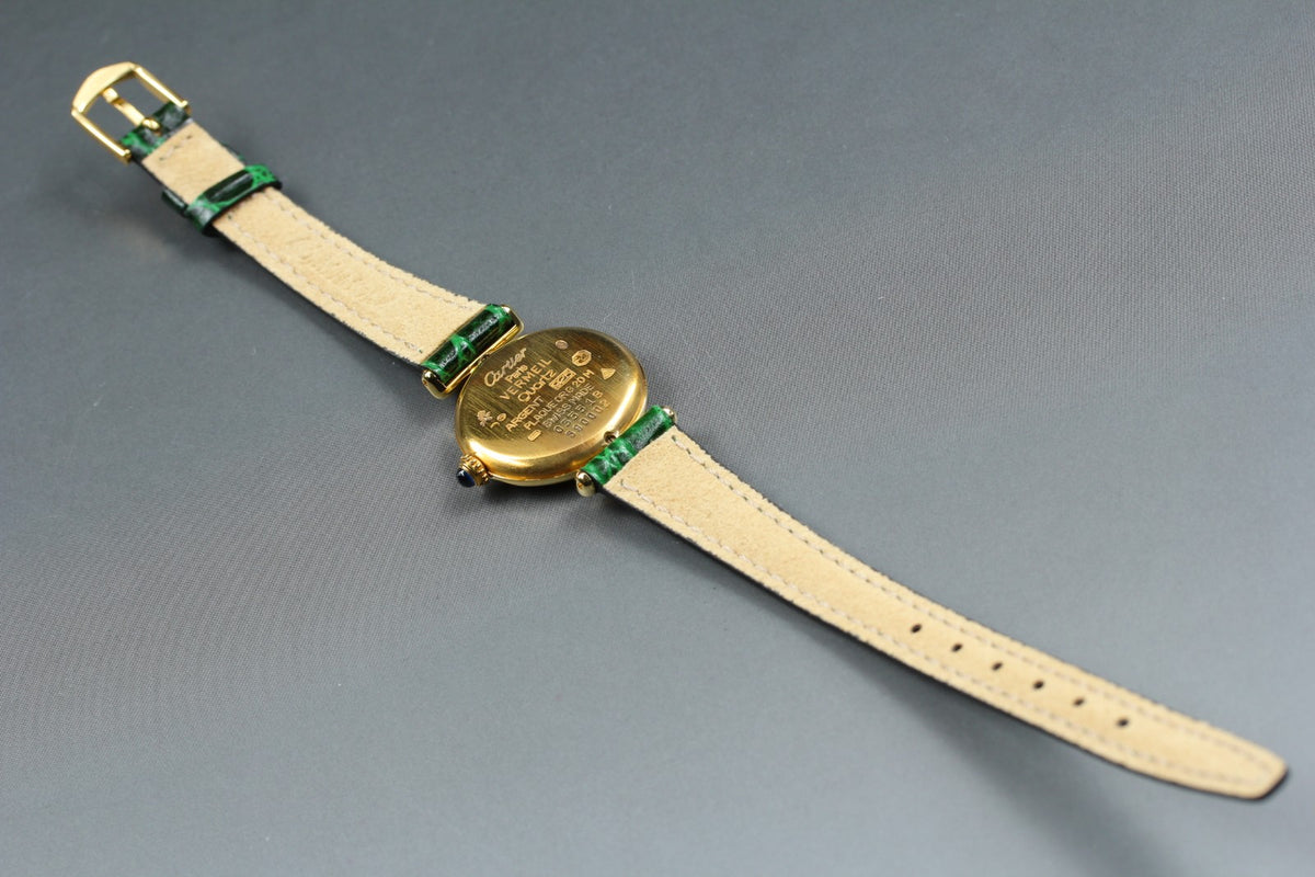 Cartier Must Colisee Vermeil 590002 Green Gold Women's Qz Watch Vintage [Box]