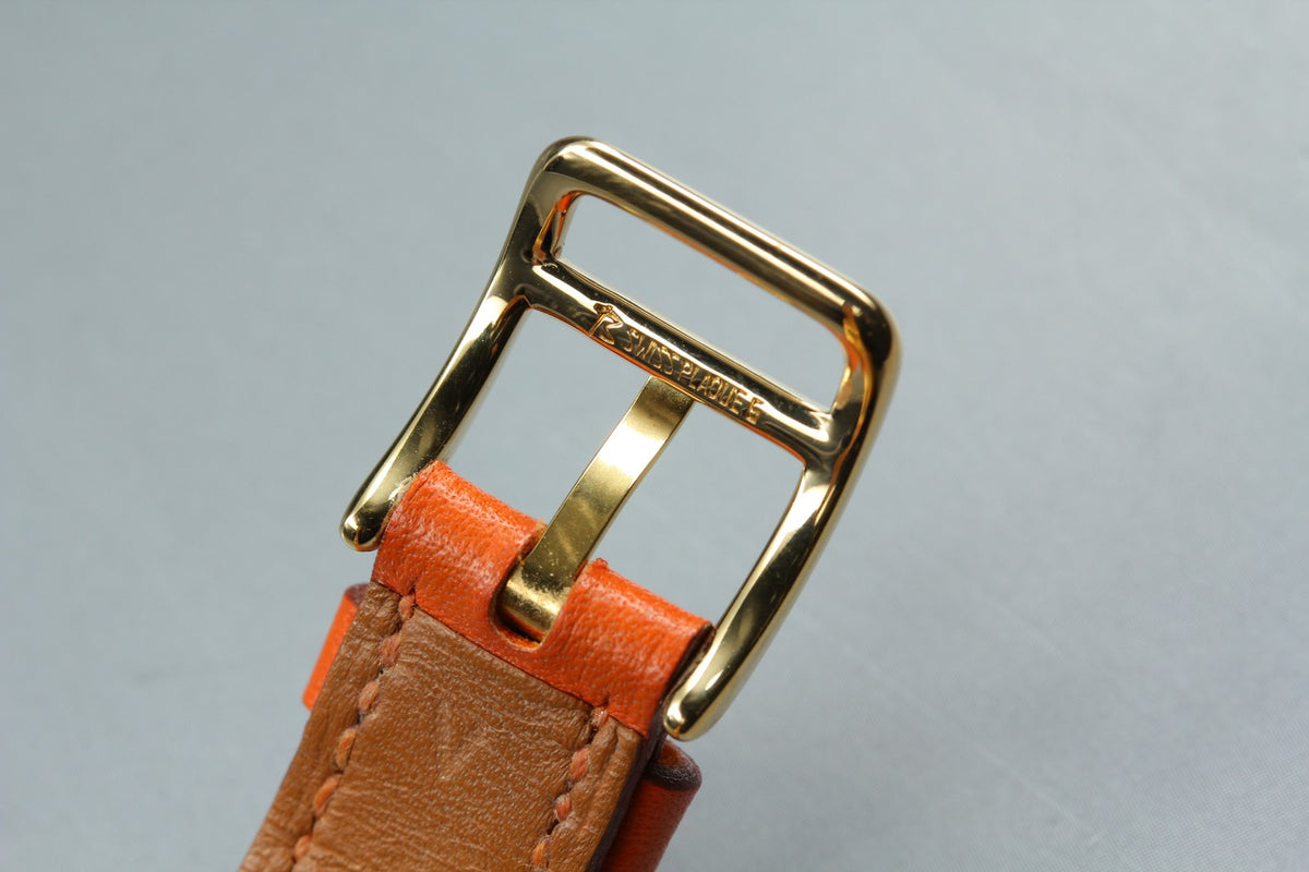 [Overhauled /Box] HERMES Kelly Watch Orange Dial Gold "A" Woman's Watch Quartz