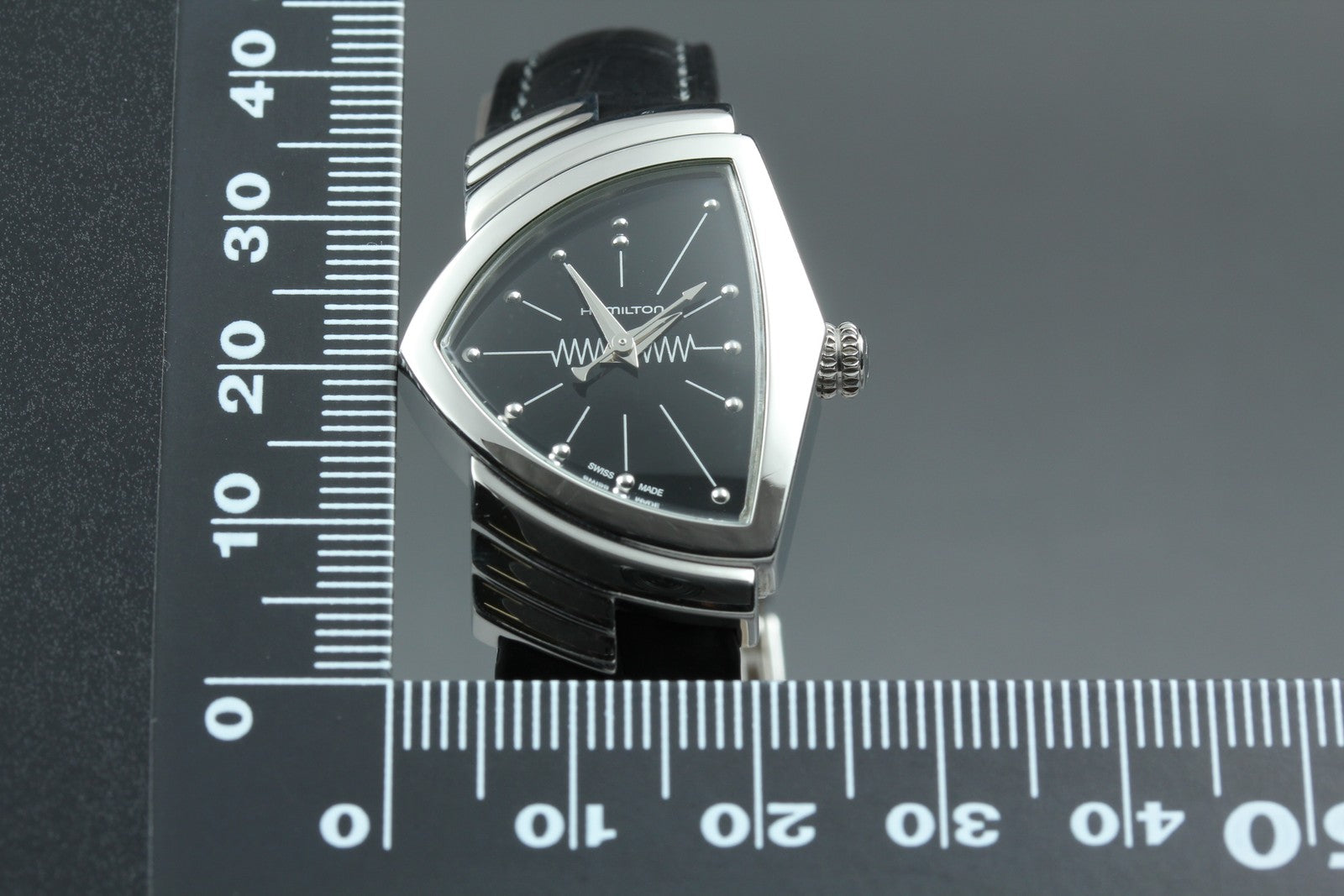 [Exc+5] New Batt HAMILTON Ventura H242112 Quartz Black Women's Watch 24mm JAPAN