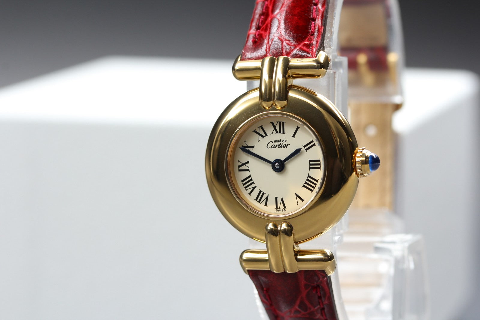 Vintage Cartier Must Colisee Vermeil 590002 Red Ivory Dial Women's Quartz Watch