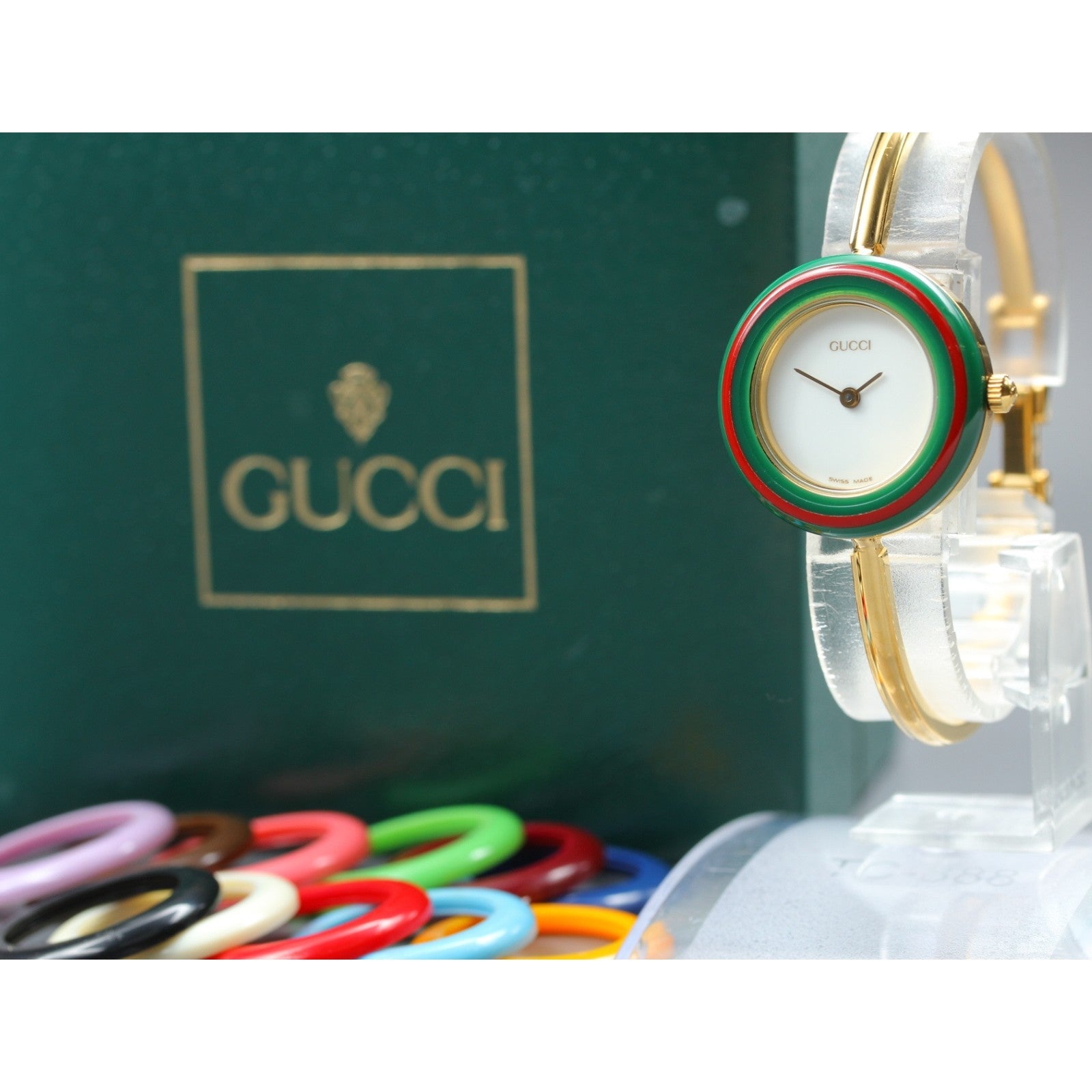 Vintage Gucci Change Bezel 11/12.2 12color Quartz Women's Watch 26mm JAPAN Box
