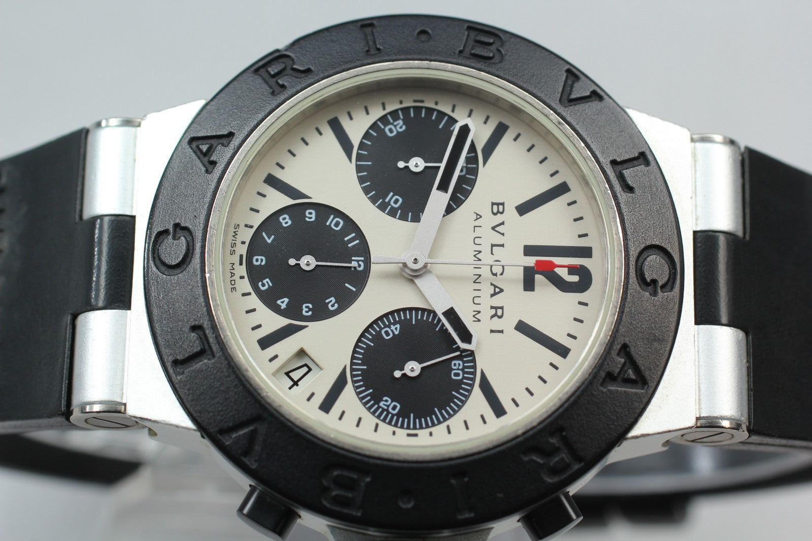 BVLGARI Aluminium AC38TA Automatic chronograph Date Men's Watch 38mm From JAPAN