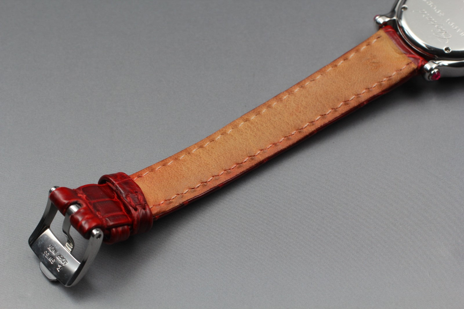 EXC+5 Chopard Happy Sports 27/8245-42 Heart Diamond Red Silver Qz Women’s Watch