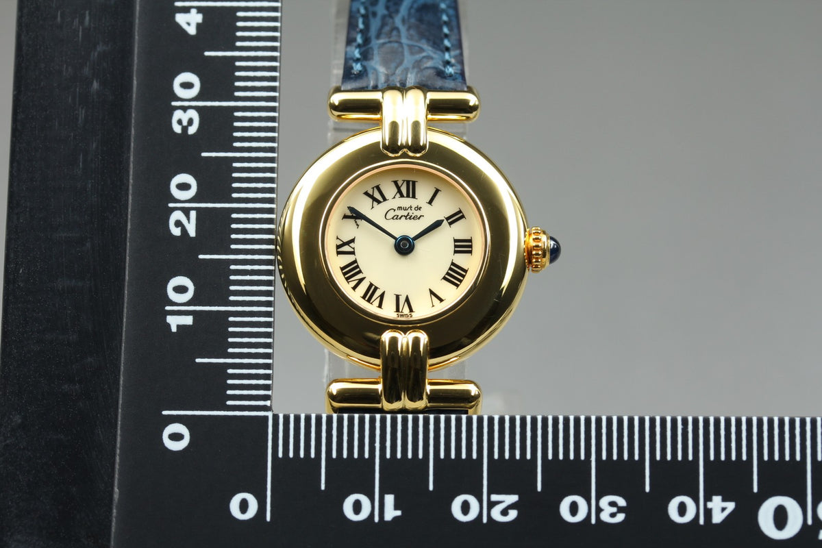 Cartier Must Colisee Vermeil 590002 Blue Gold Women's Quartz Watch Vintage [Box]