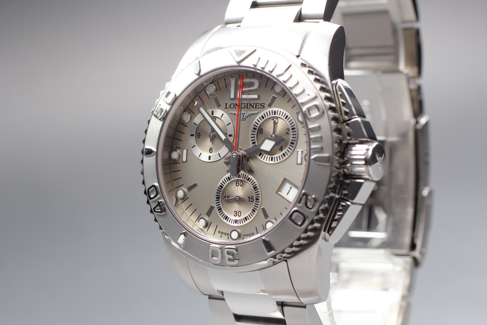 [Exc+5] LONGINES HydroConquest L3.672.4 Silver 40mm Qz Chronograph Men's Watch