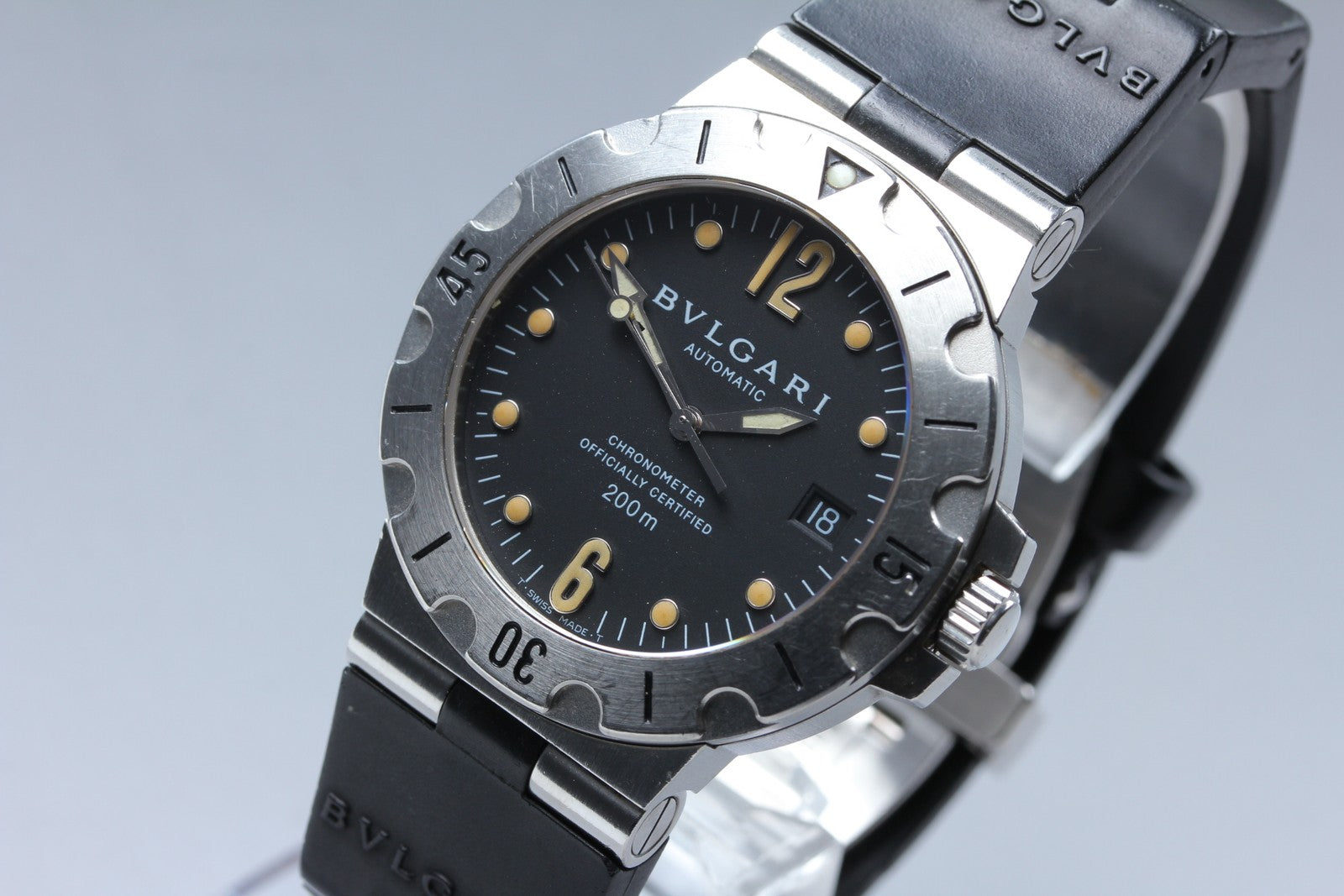 Exc+5*Box BVLGARI Diagono Scuba SD38S Black Automatic Men's Watch 38mm JAPAN