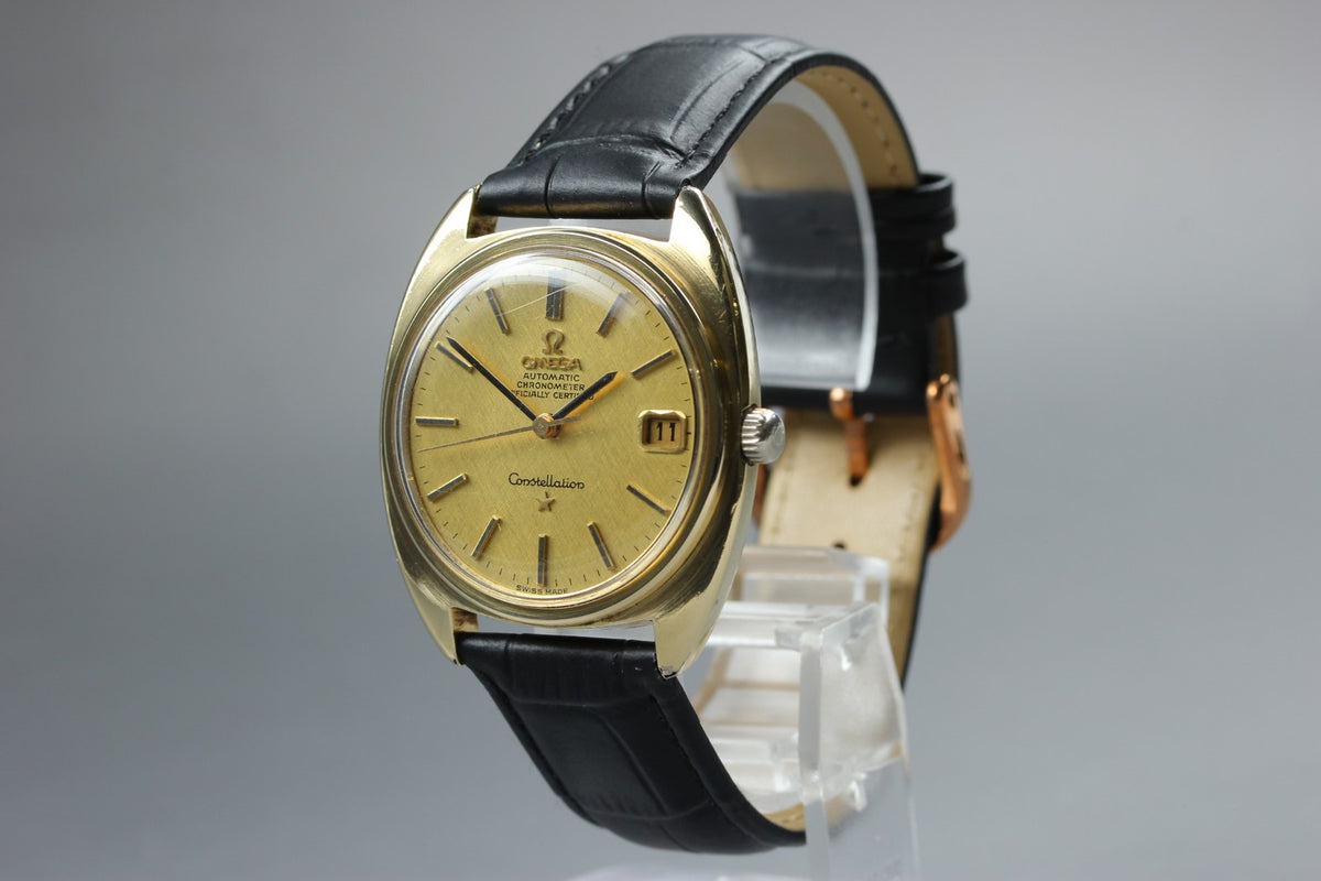 OMEGA Constellation 168.017 Cal.564 Gold Chronometer Date AT Mens Watch Vintage