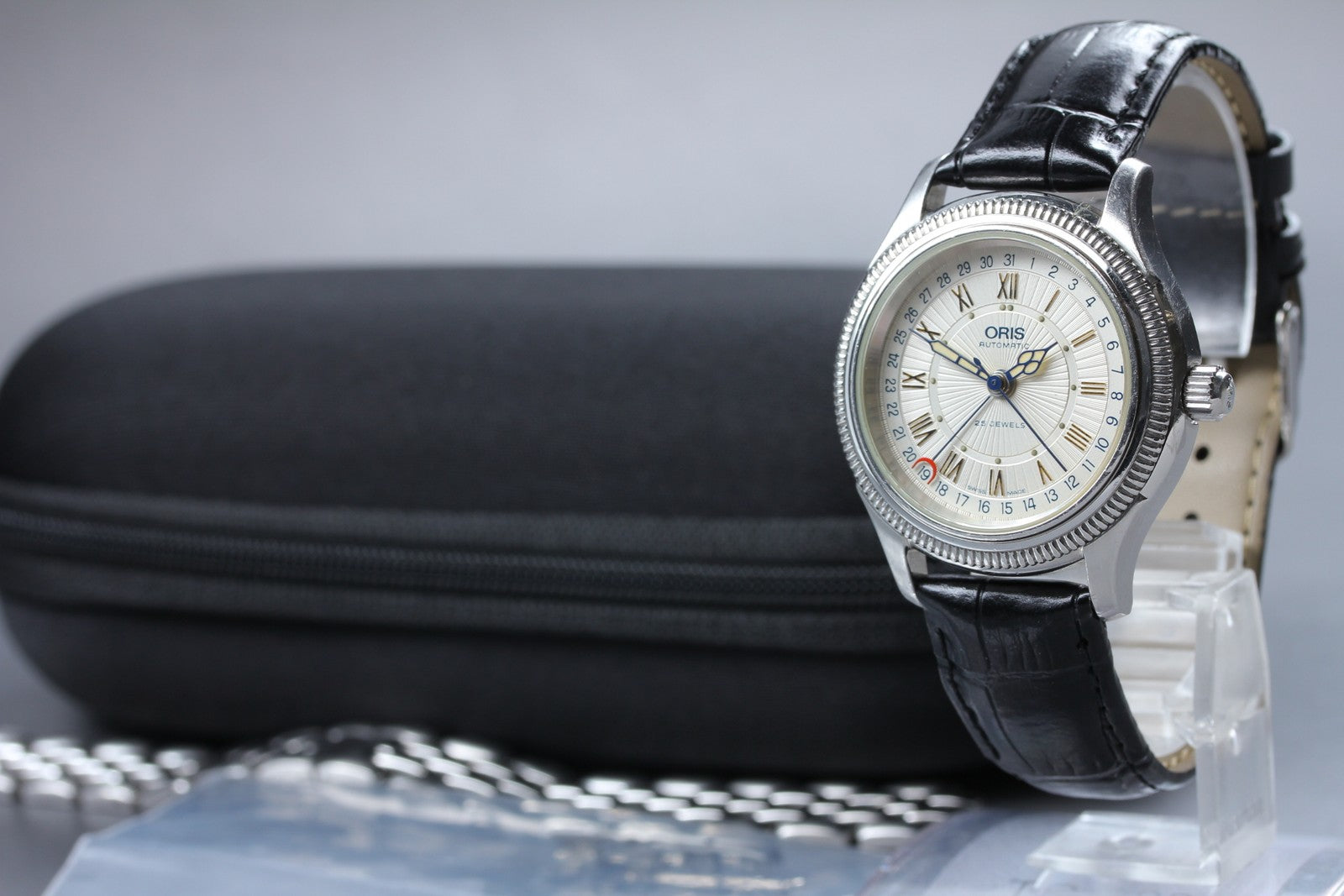 Vintage Oris Pointer Date 7465B Automatic White Dial Men's Watch 36mm JP Exc+5