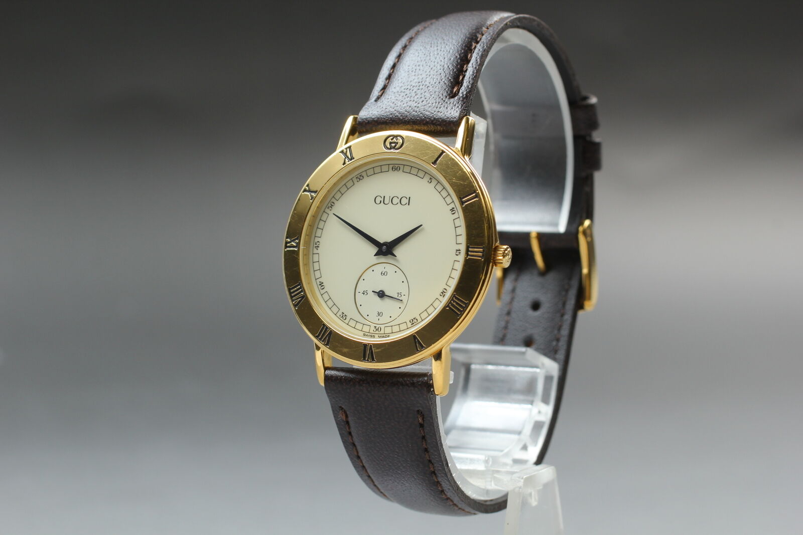 New Battery [Exc+5] Gucci 3000.2.M Small Second Vintage Men's Quartz Watch JAPAN